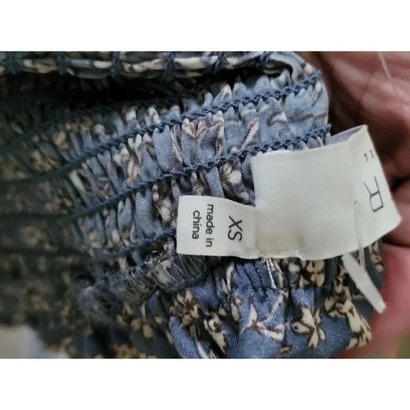 Aster The Label Blue Floral Dress Puff Sleeve Sweetheart Neck MIDI size XS - Picture 8 of 11